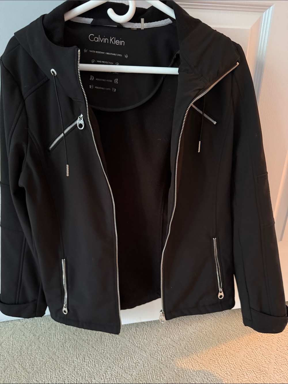 Calvin Klein Black Hooded Rain  Jacket